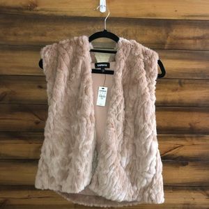 Express - Hooded Faux Fur Vest